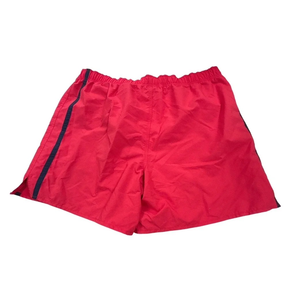 Speedo Mens Red Swim Trunks Mesh Lined Side Stripe Athletic Board Shorts Size L